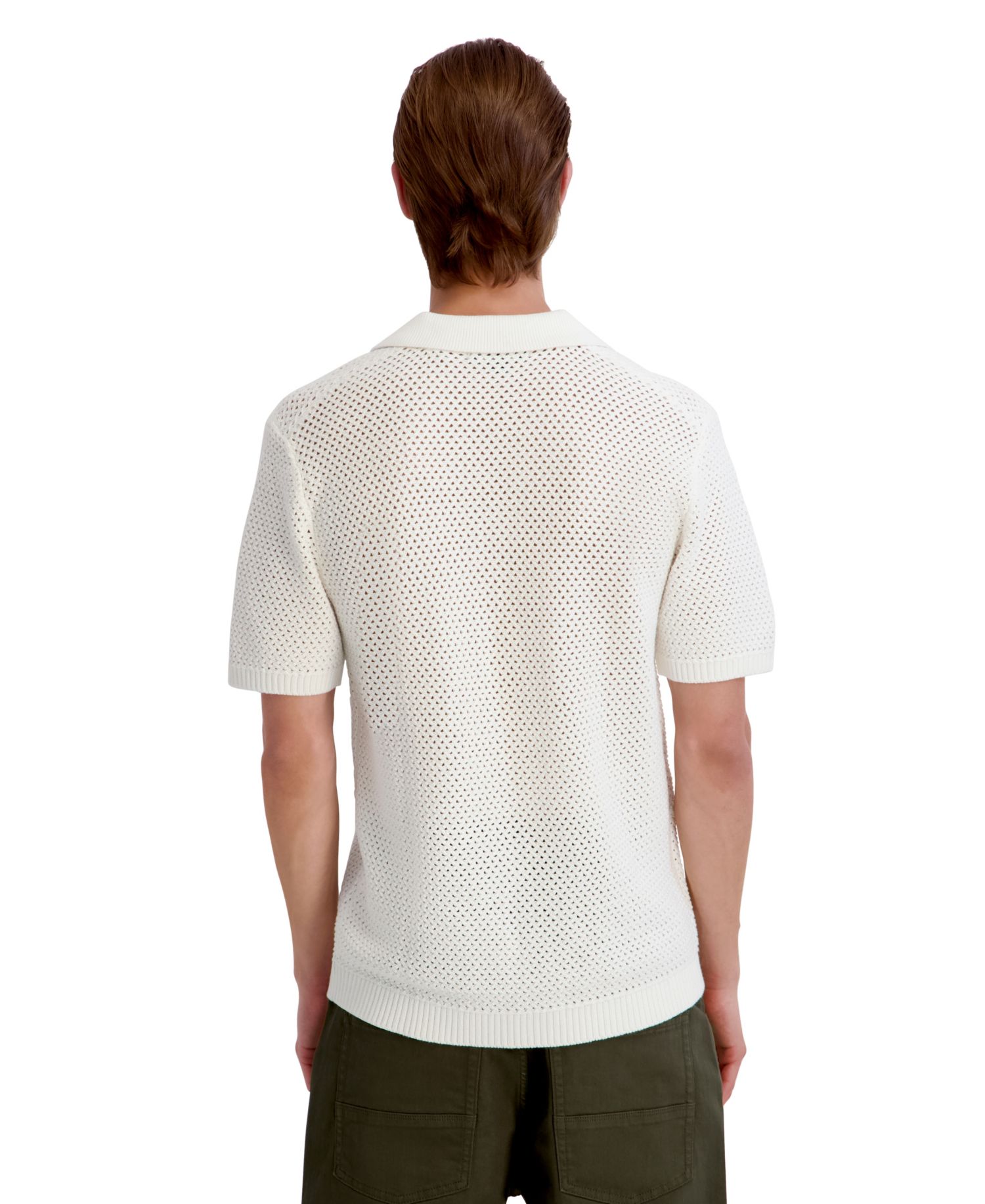 Men's Open Weave Johnny Collar Polo Shirt