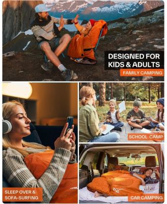 Sleeping Bag 3 Season Warm Cold Weather for Adults Kids Boys Girls with Compression Sack Lightweight Camping Essentials Backpacking Hiking