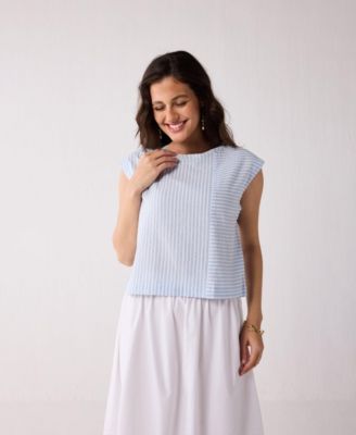 Women's Button-Back Crew Neck Top