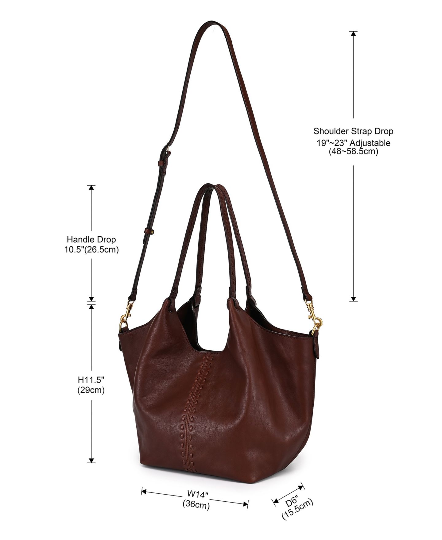 Женская сумка OLD TREND Magnolia Small Leather Tote Handbag, цвет: Кофейный коричневый — фото 8