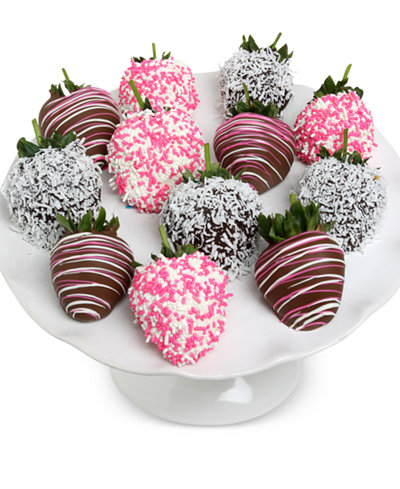 Golden Edibles® 12-Pc. Baby Girl Belgian Chocolate Covered Strawberries