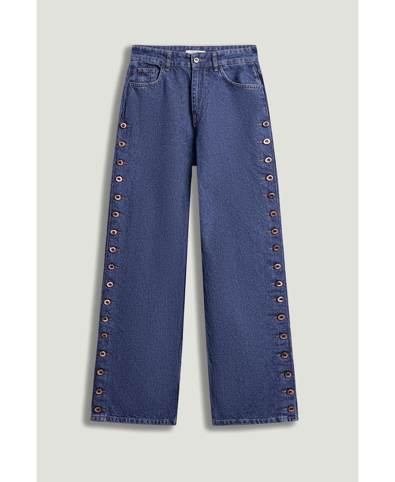 Women's Eyelet Detail Wide-Leg Denim Pants
