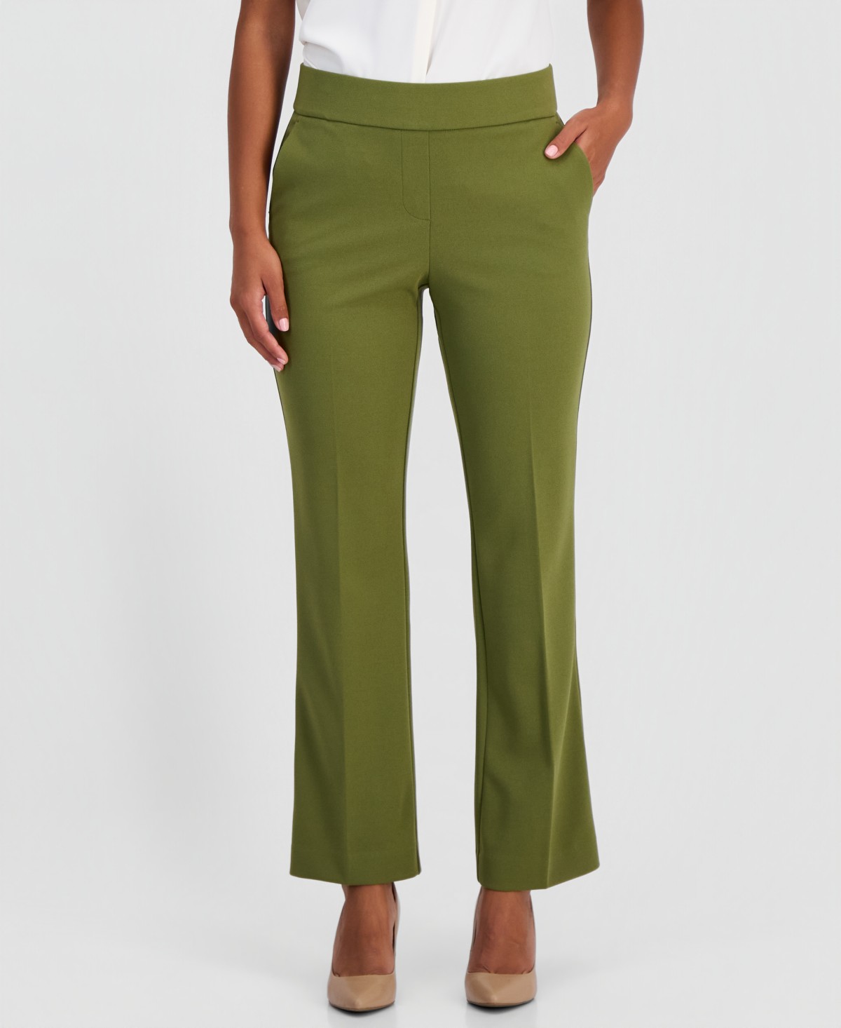 Женские Anne Klein Essentials Petite Pull-On Straight-Leg Pants — фото 1