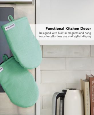 Gourmet Series Gridlines Mini Oven Mitts Set, Pack of 2