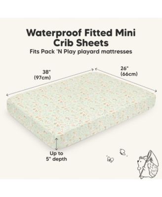 2pk Isla Waterproof Mini Crib Sheets for Boy, Girl, Soft Pack and Play Sheets for Graco Pack and Play Mattress