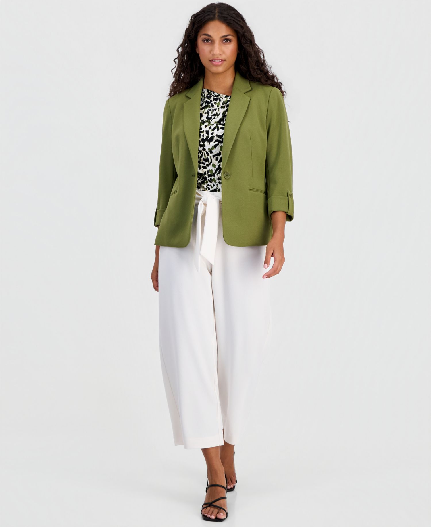 Petite Printed Asymmetric Short-Sleeve Top