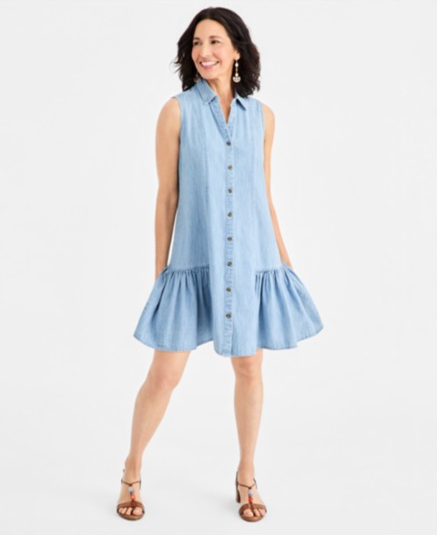 Женские платья Style & Co Women's Cotton Chambray Sleeveless Dress