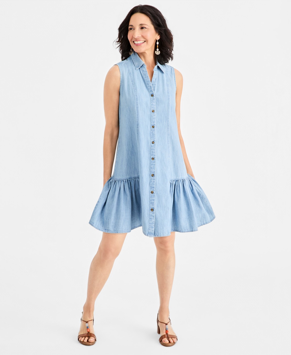 Женские платья Style & Co Women's Cotton Chambray Sleeveless Dress — фото 1