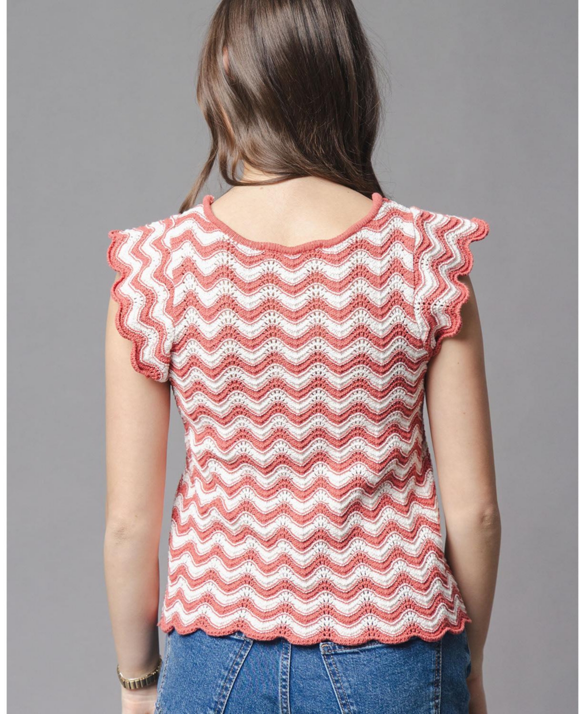 Hope & Henry Women's and Organic Flutter Sleeve Sweater Top