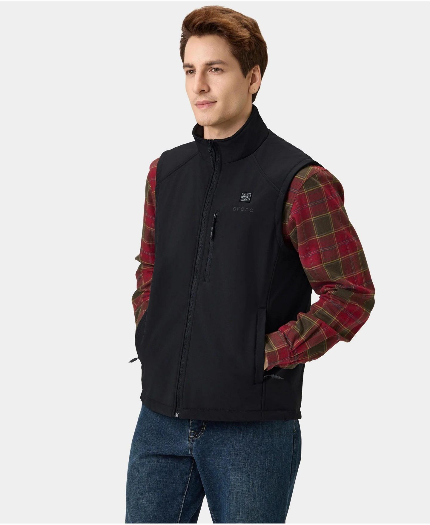 Мужской жилет ororo 4-Zone Heated Softshell Vest, цвет: Чёрный — фото 8