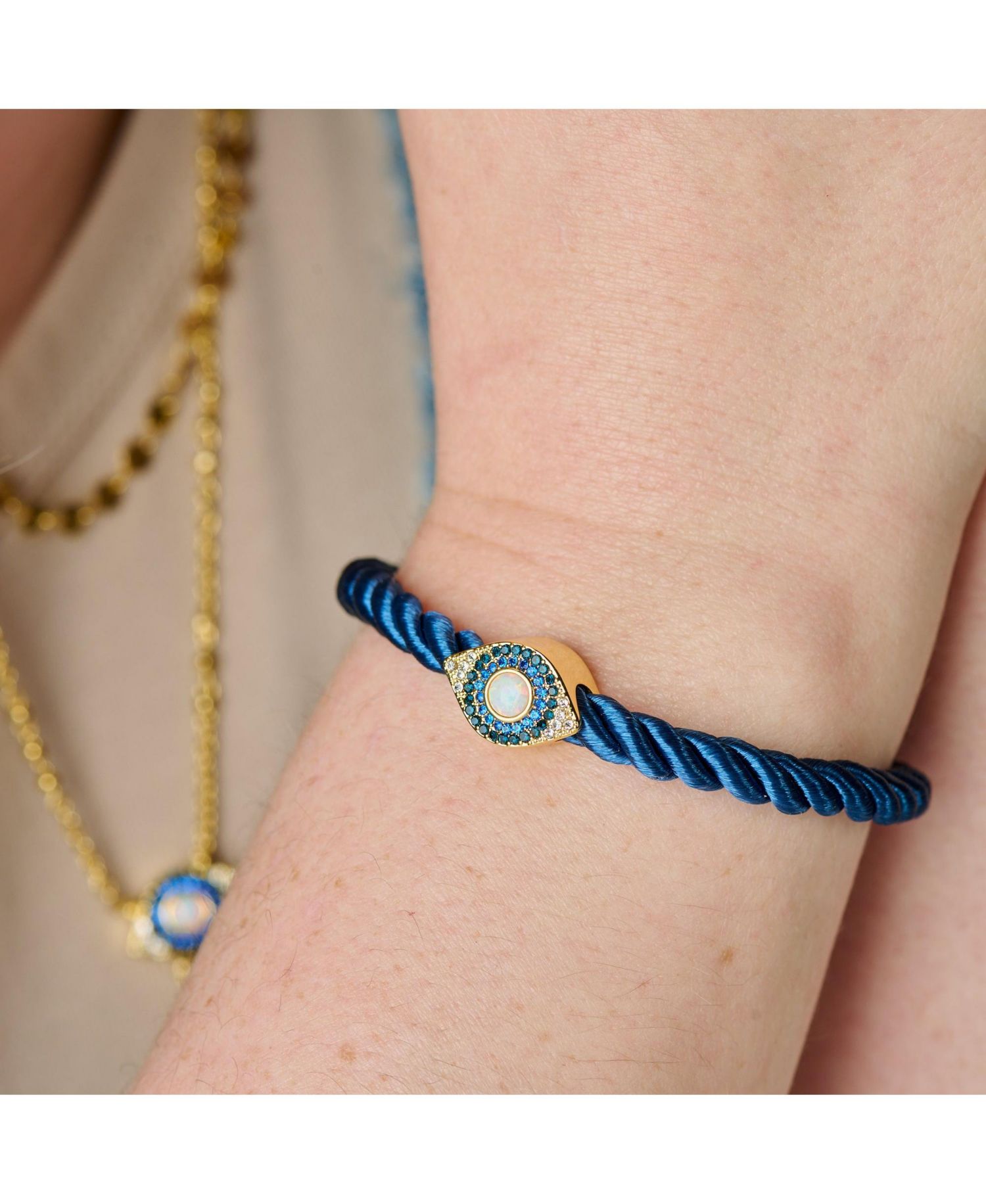 Evil Eye Adjustable Cord Bracelet