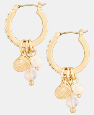 Shell & Bead Charm Hoop Earrings