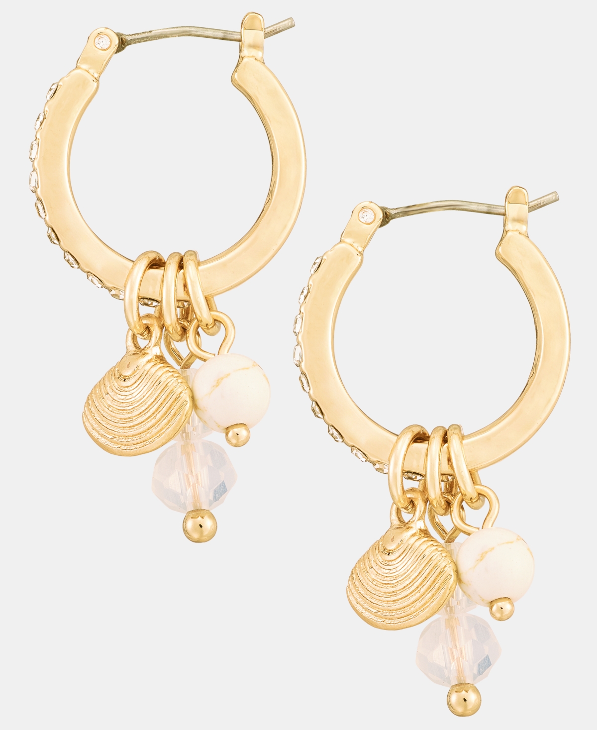 lonna & lilly Shell & Bead Charm Hoop Earrings