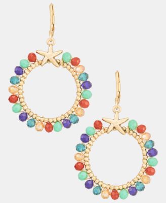 Beaded Starfish Open Drop Earrings