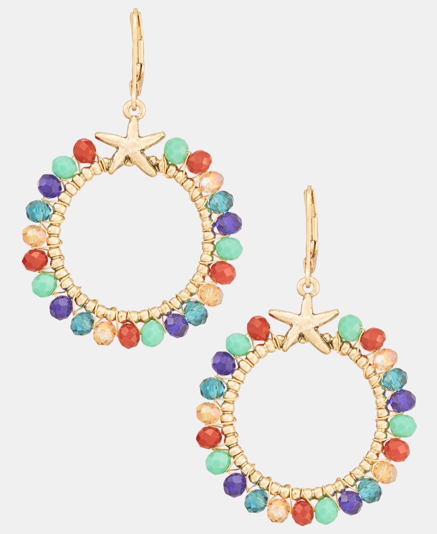 Beaded Starfish Open Drop Earrings