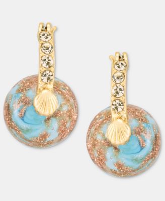 Murano Glass Charm Pav&eacute; Hoop Earrings 