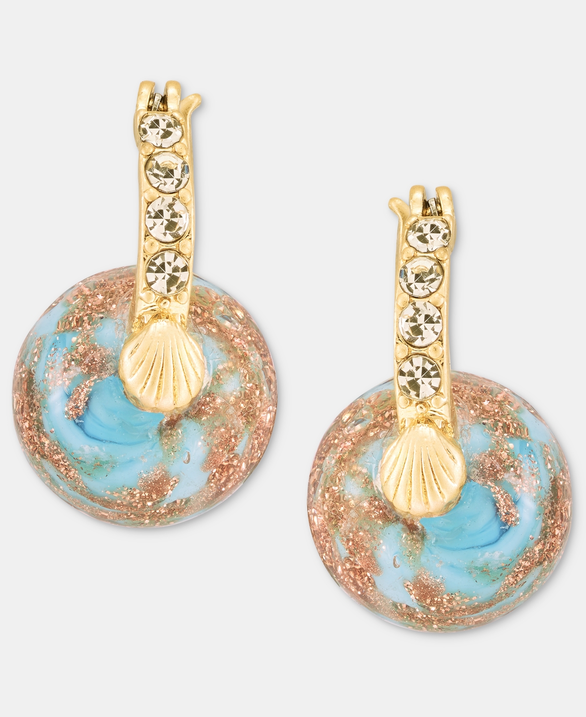 lonna & lilly Murano Glass Charm Pave Hoop Earrings