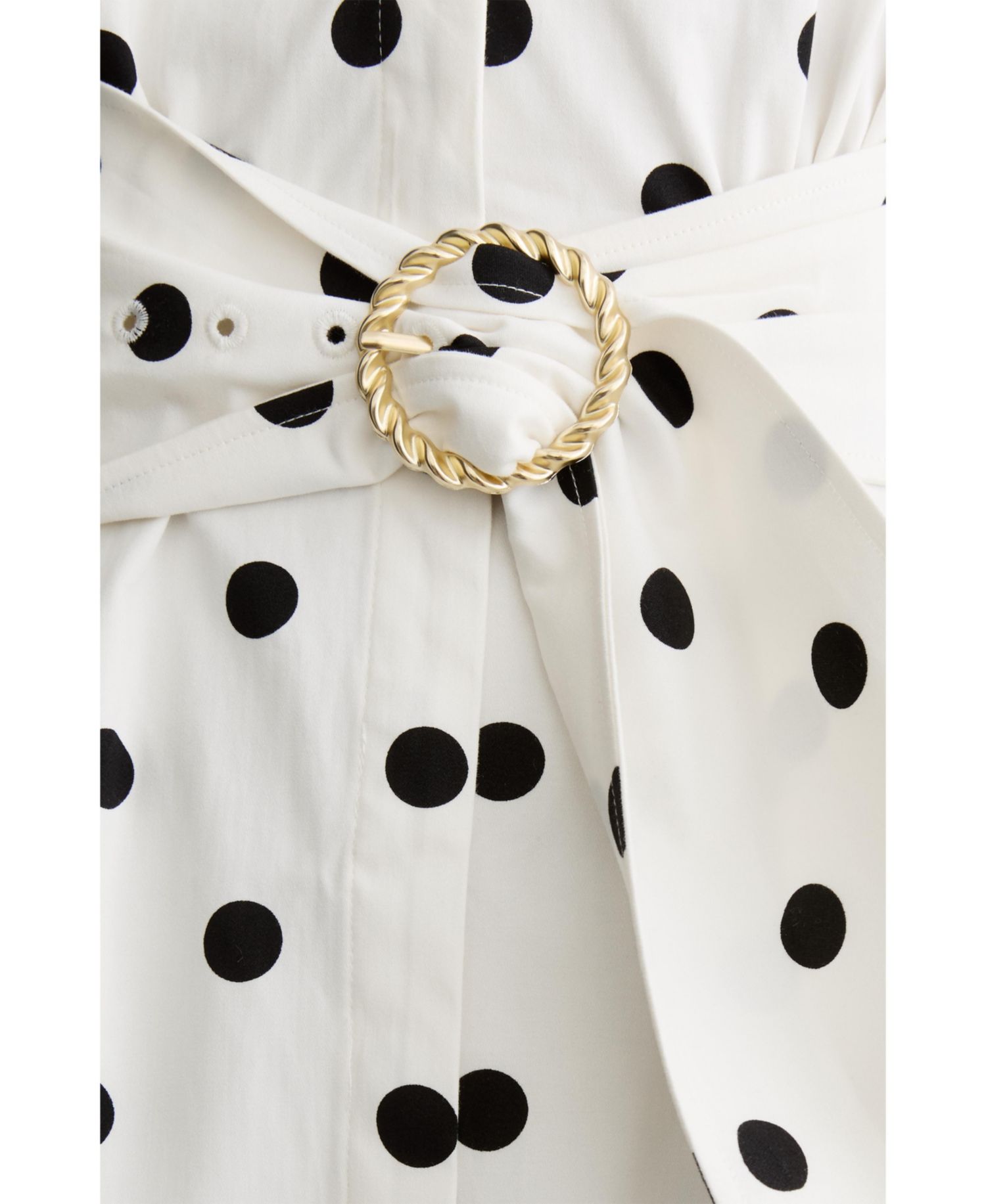 Women's Sawyer Cotton Polka-Dot Belted Midi Dress with Stretch