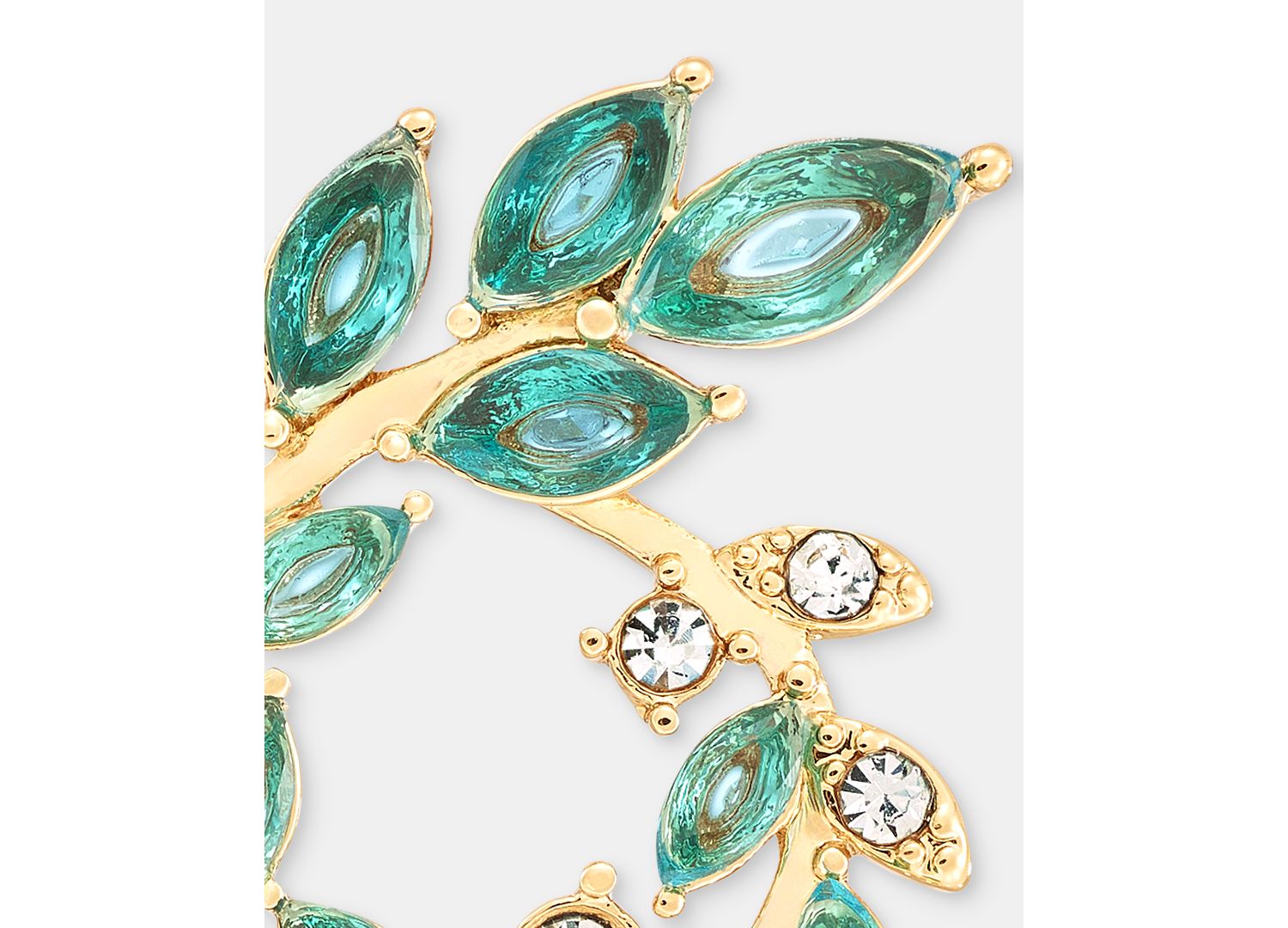 Pav&eacute; & Stone Open Leaf Wreath Drop Earrings