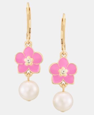 Karl Lagerfeld Paris Orchid Imitation Pearl Double Drop Earrings - Medium Red 24$