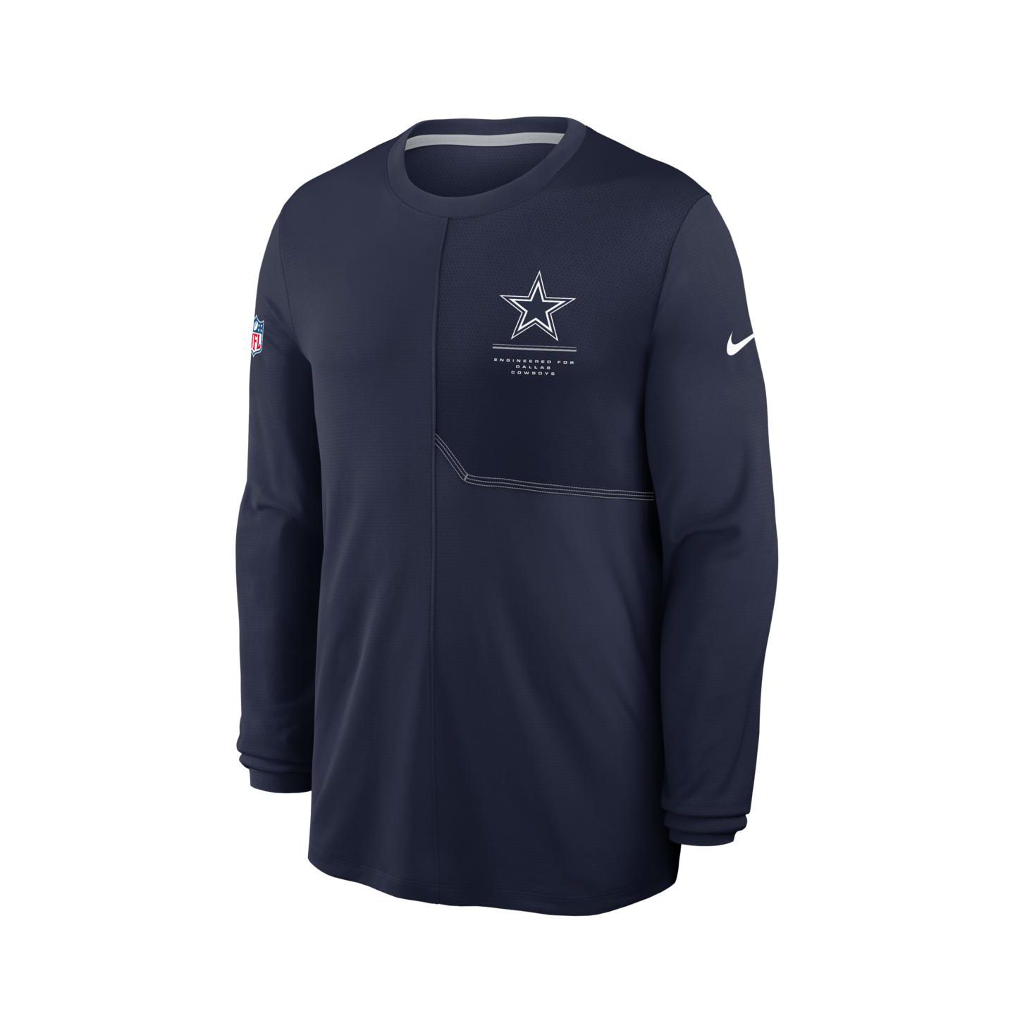 Мужская футболка Nike Navy Dallas Cowboys Sideline Coaches UV Dri-FIT Long Sleeve — фото 2