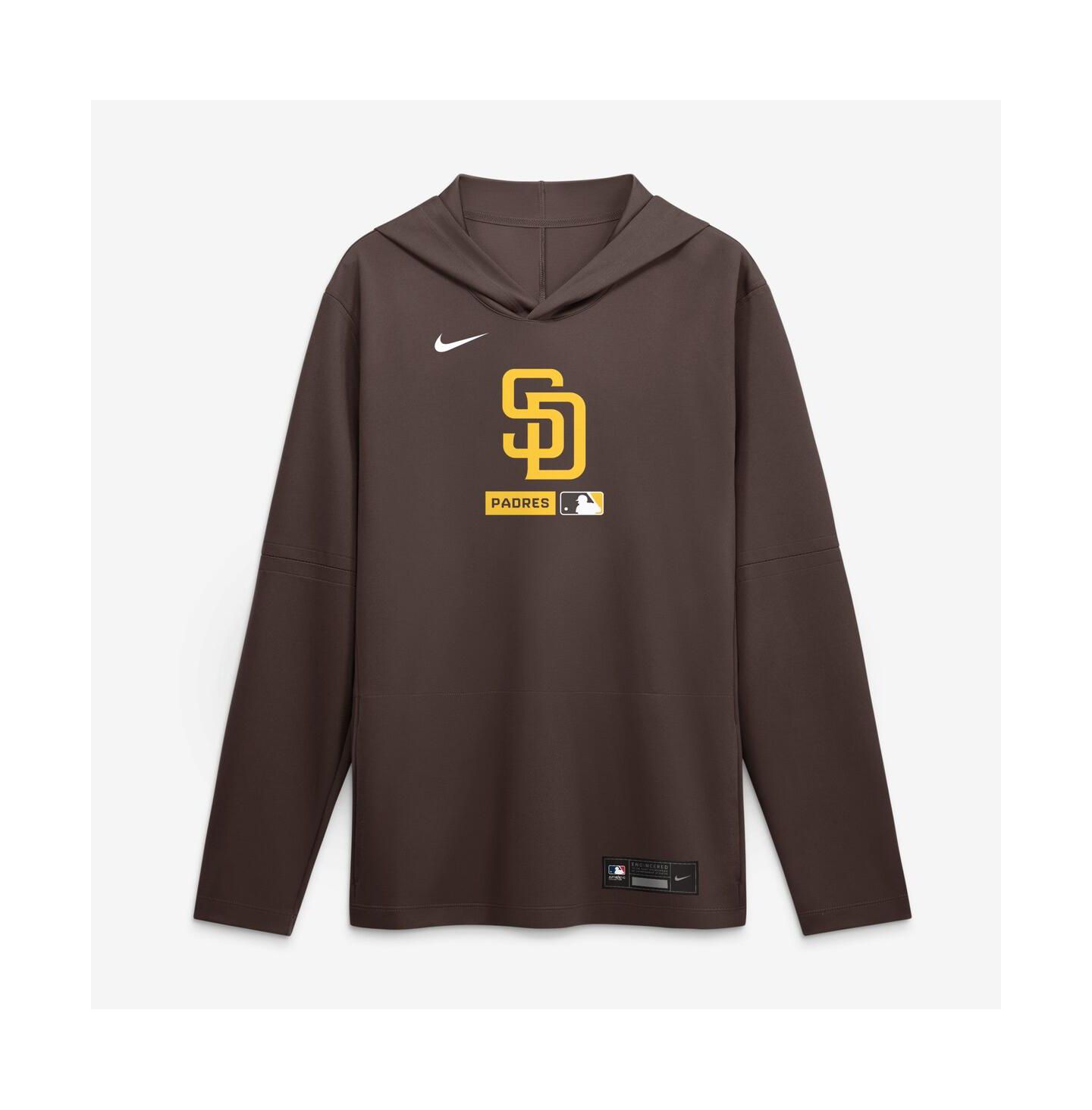 Мужская футболка Nike Brown San Diego Padres Authentic Collection Dri-FIT Long Sleeve Hooded — фото 4