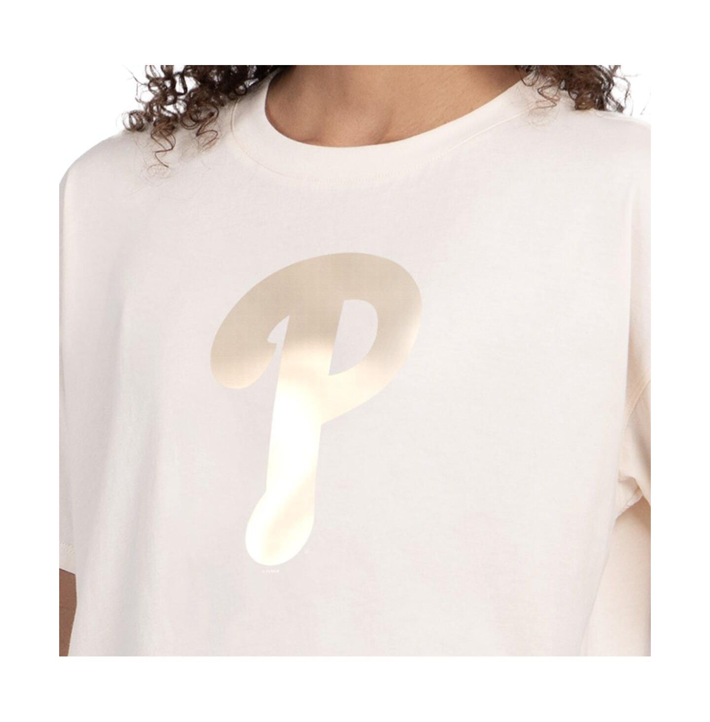 Женская футболка Starter Cream Philadelphia Phillies Pastels Boxy Cropped — фото 3