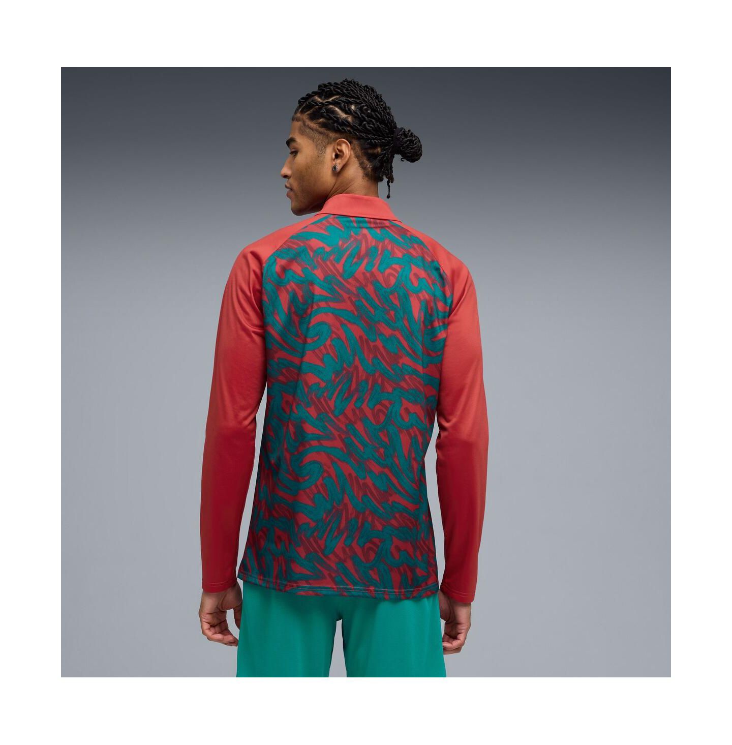 Мужская толстовка на молнии Puma Men's Red Portugal National Team Pre-Match Quarter-Zip — фото 2