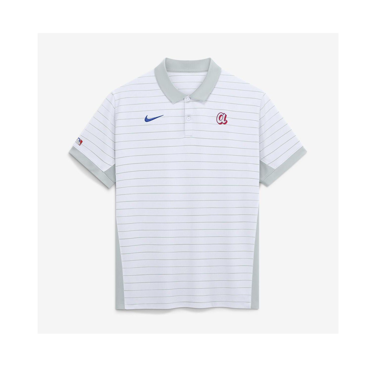 Men's Platinum Atlanta Braves 2026 City Connect Authentic Collection Striped Victory Dri-FIT Polo Shirt