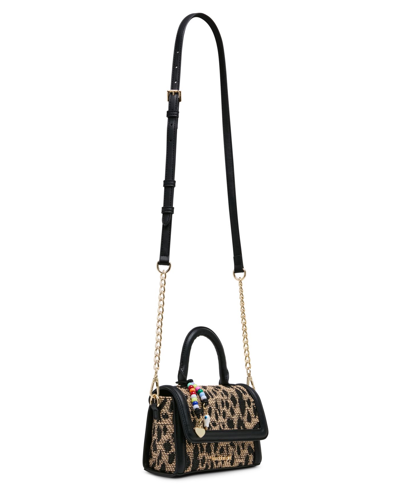 Женская сумка Madden Girl Davinas Straw Mini Top Handle Satchel Handbag, цвет: Леопардовый — фото 3
