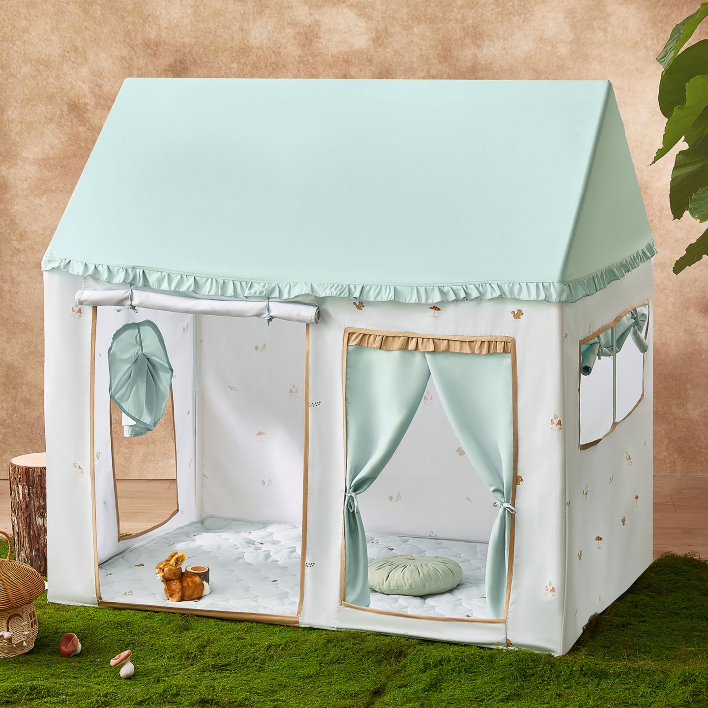 Детские игрушки Tiny Land Sweet Citrus Indoor Play Tent and Play Mat, 2-Piece Set, Ages 3+, цвет: Зелёный — фото 1