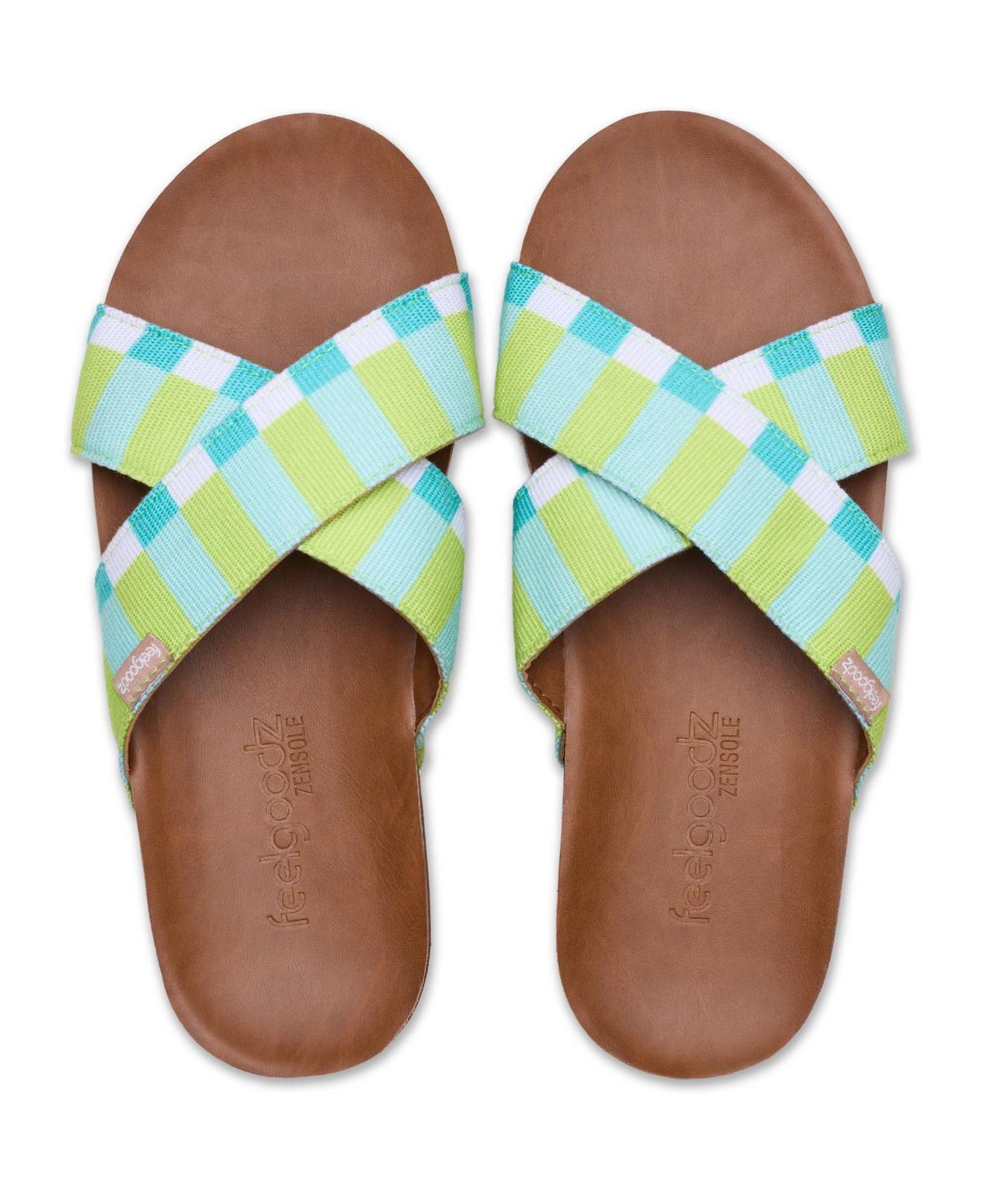 Женские сандалии Feelgoodz Zensole Cascades Faux Leather Double Strap Slide, цвет: Hayes — фото 3