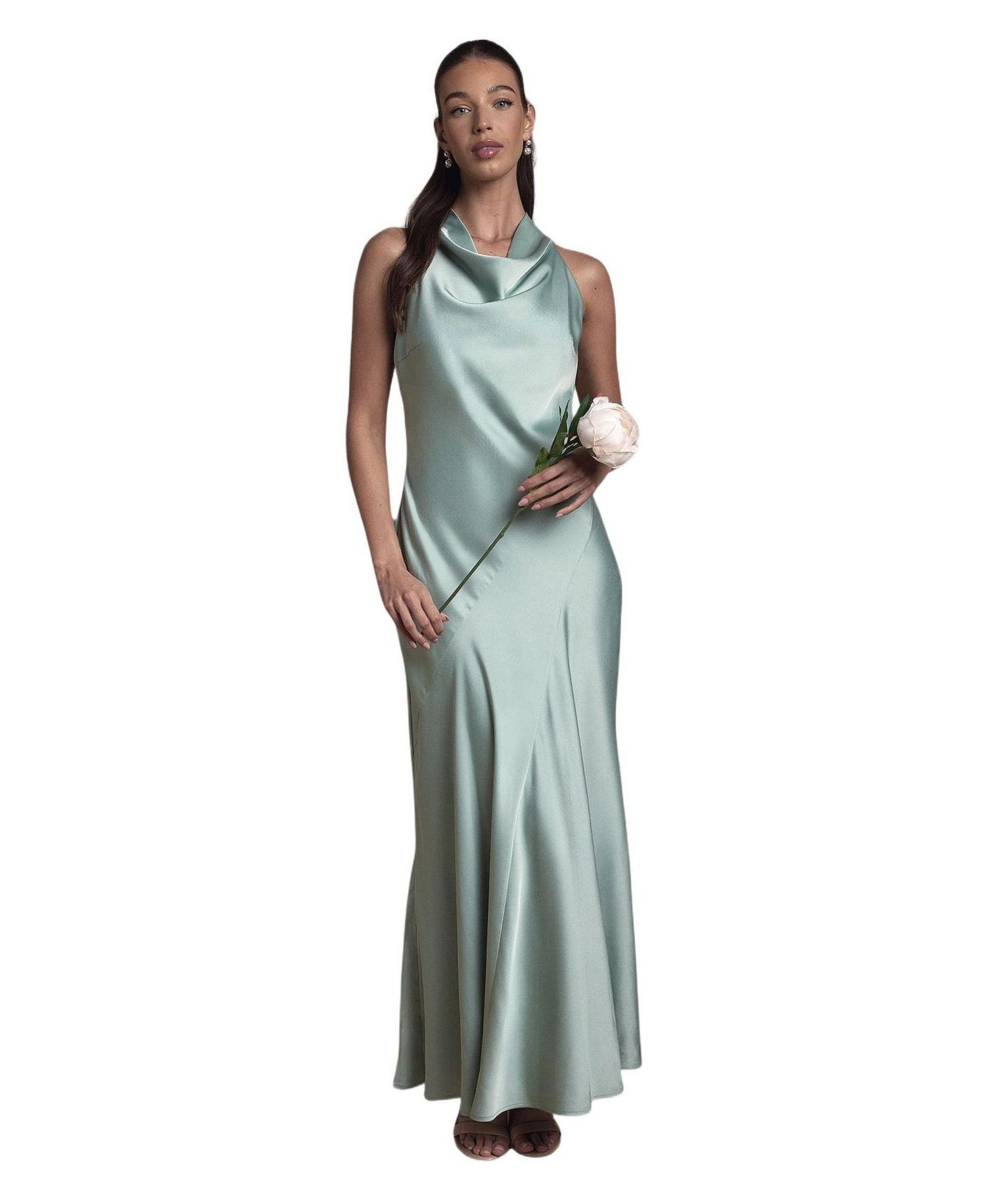 Women's Satin Maxi Bridesmaid Dress