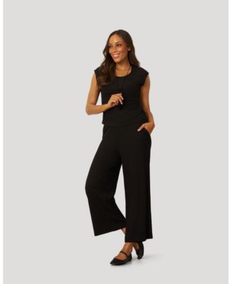 Women's Rib Side Shirred Top and Wide Leg Set