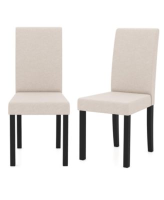 Dining Chair Set of 2 Fabric Upholstered Rubber Wood Legs Side Armless