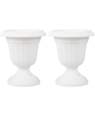 Vintage Urn Planters Set of 2 with Pedestal Base