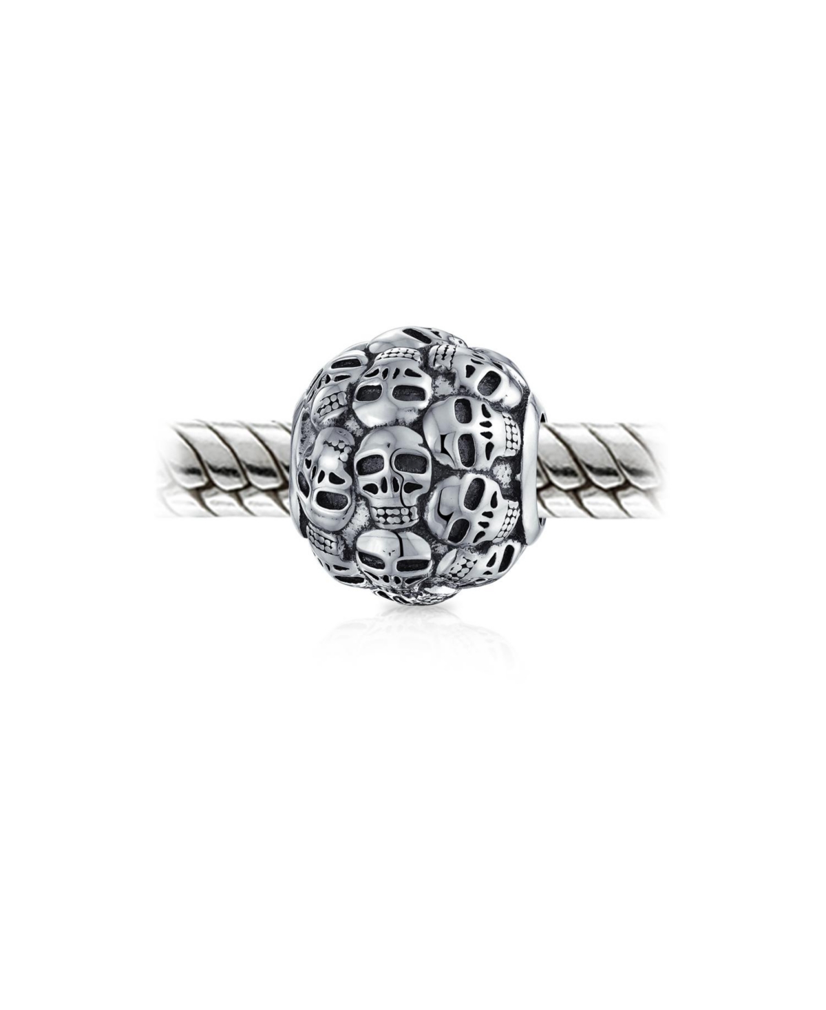 Bling Jewelry De Los Muertos Skeleton Skulls Charm Bead .925 Sterling Silver European Bracelet