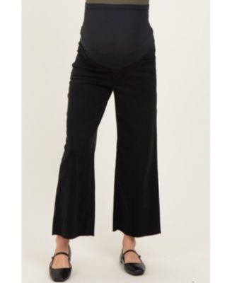 Maternity Raw Hem Crop Wide Leg Jeans