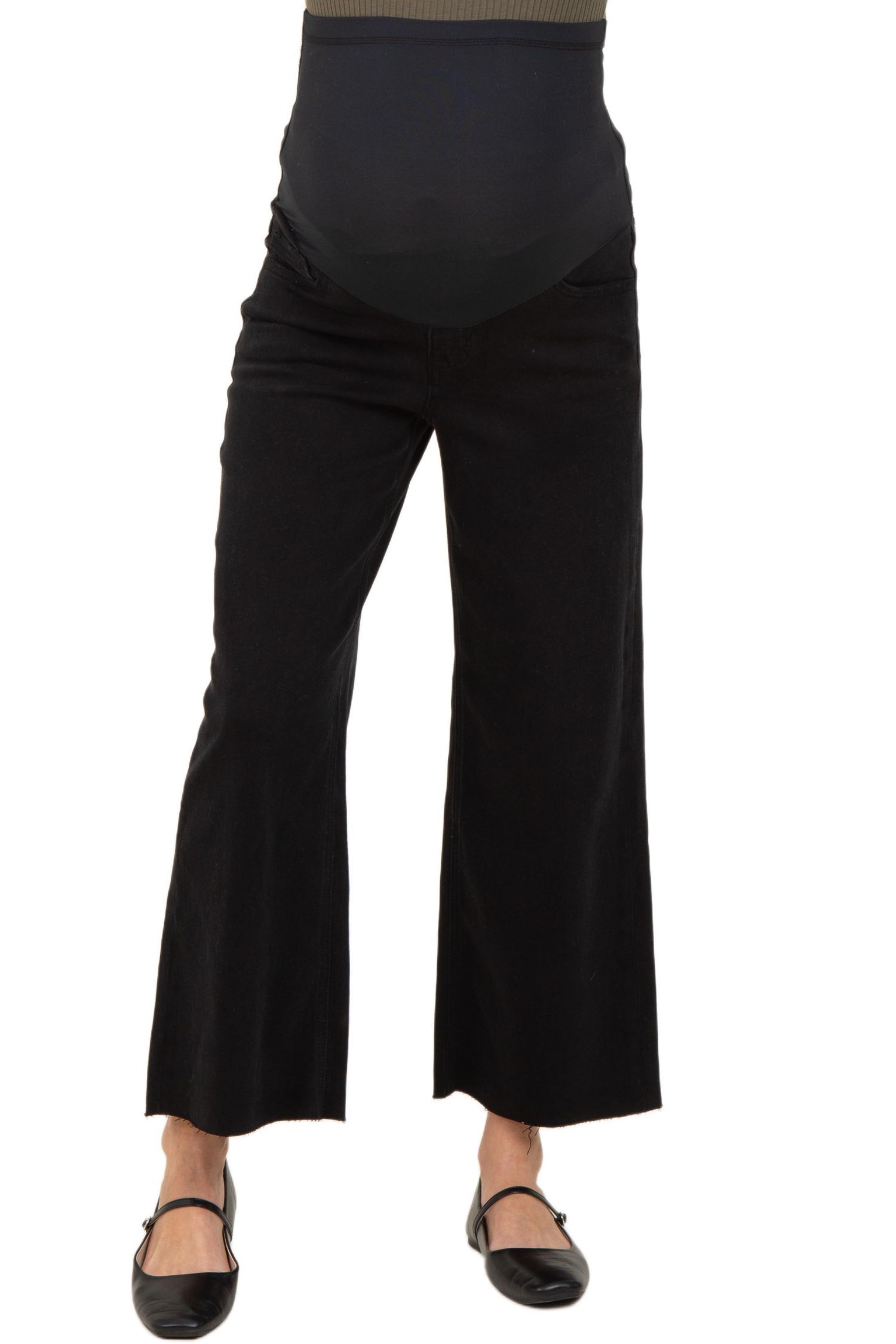Women's Raw Hem Crop Wide Leg Jeans