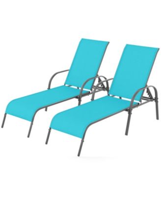 2-Piece Outdoor Patio Lounge Chair Set with 5-Position Adjustable Reclining Backrest