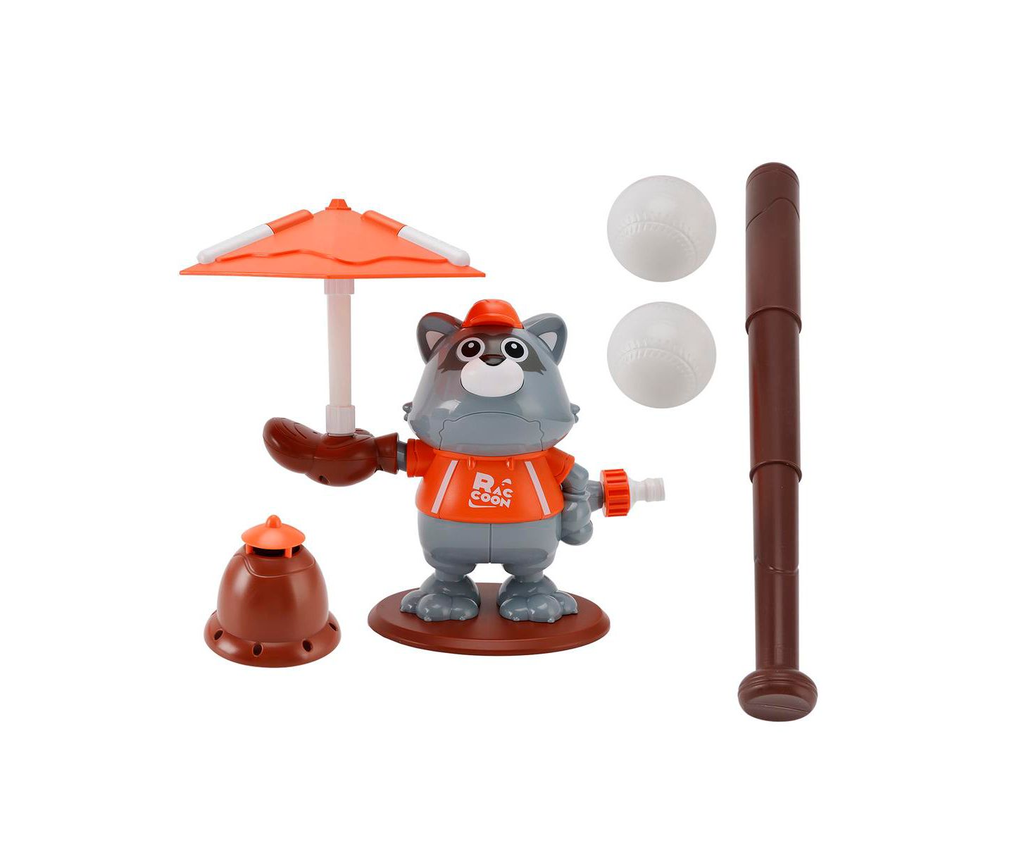 Детская игрушка Bruce & Shark 3-in-1 Baseball Water Sprinkler, Rotating, with Bat & Balls, Ages 3+, цвет: Серый — фото 1