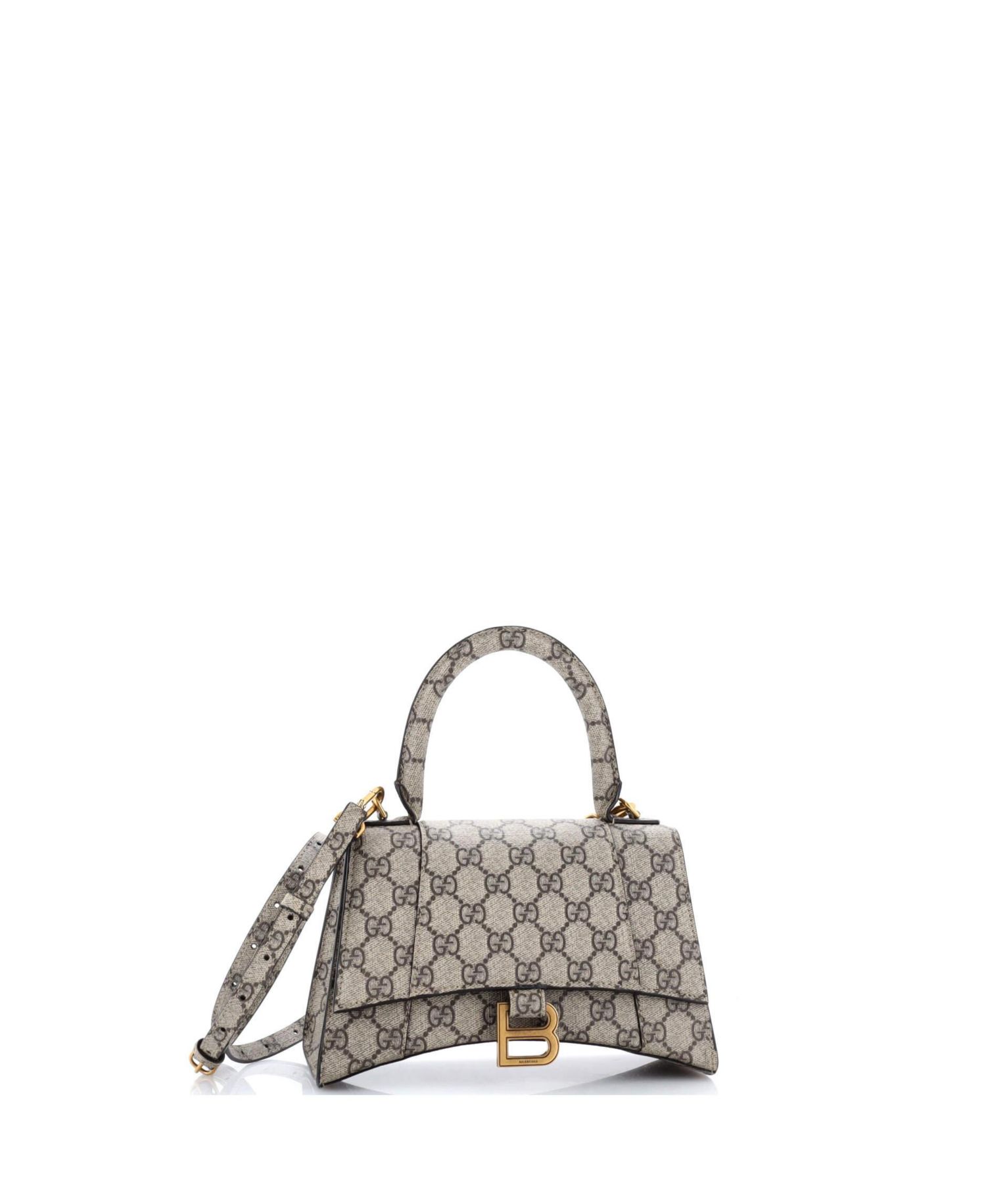Small x Balenciaga The Hacker Project Hourglass Top Handle Bag GG Coated Canvas