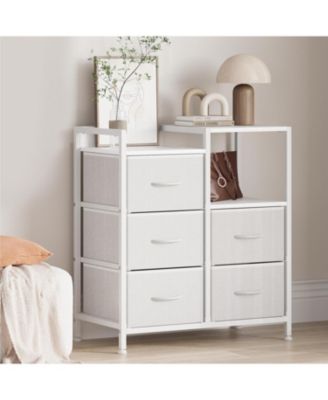 Lateral File Cabinet with 5 Fabric Drawers - 24.8" Filing Cabinet, Rustic Printer Stand, Office Organizer Cabinet