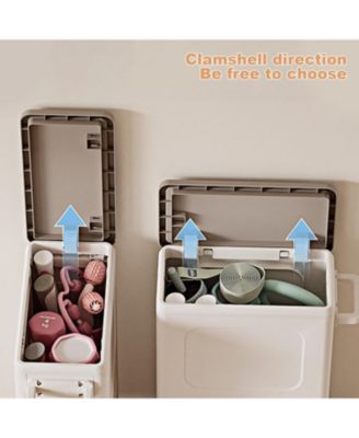 2 Pack Rolling Laundry Hamper with Lid, Collapsible Plastic Clothes Basket with Wheels