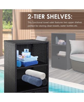 PE Rat Pool Towel Rack with 2 Storage Shelves Basket