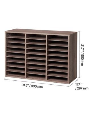 27-Compartment Wood Literature Organizer, Office Mail Sorter with Removable Shelves, File Sorter for Home Classroom