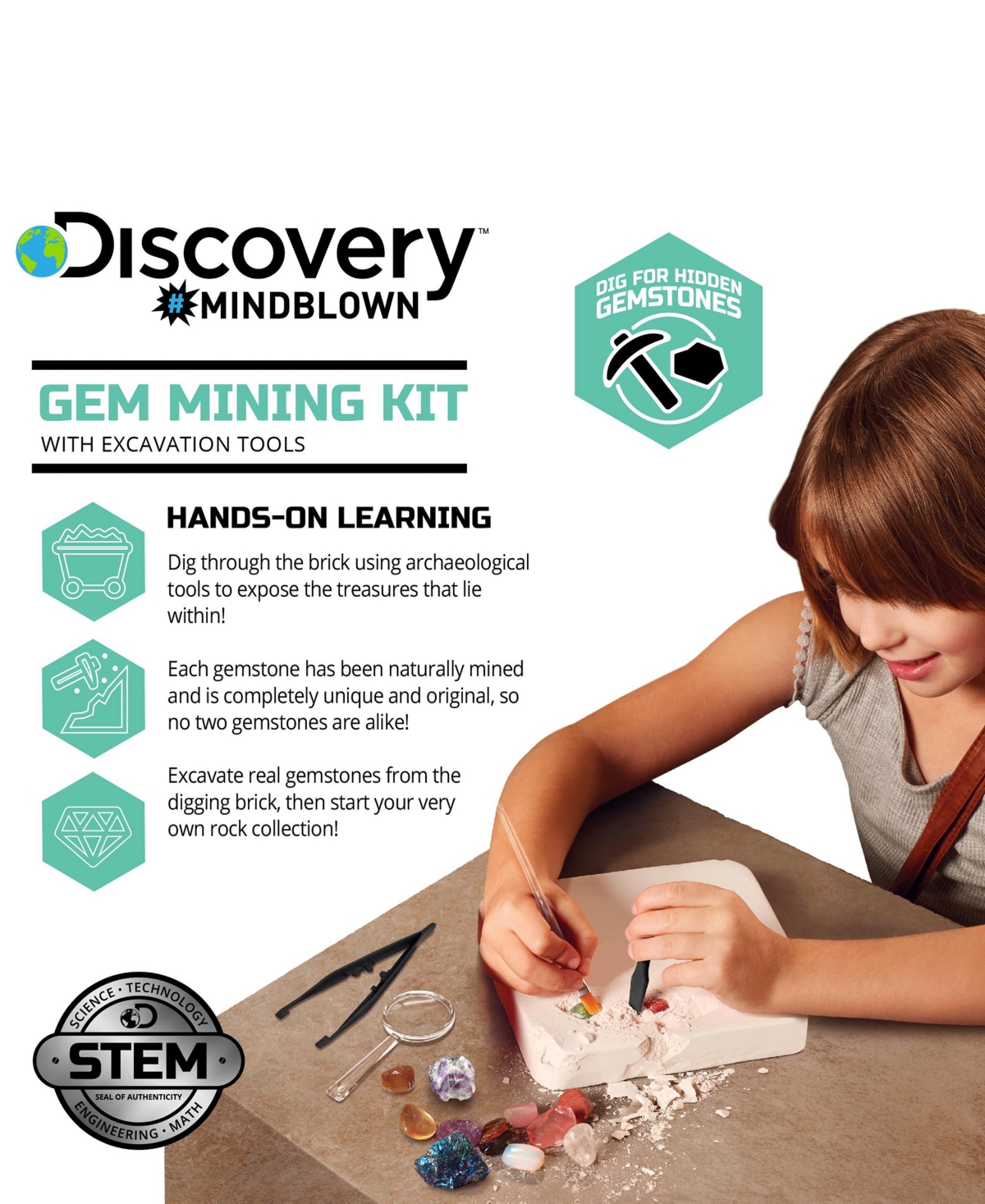 Discovery Kids Mindblown Gemstone Excavation Kit