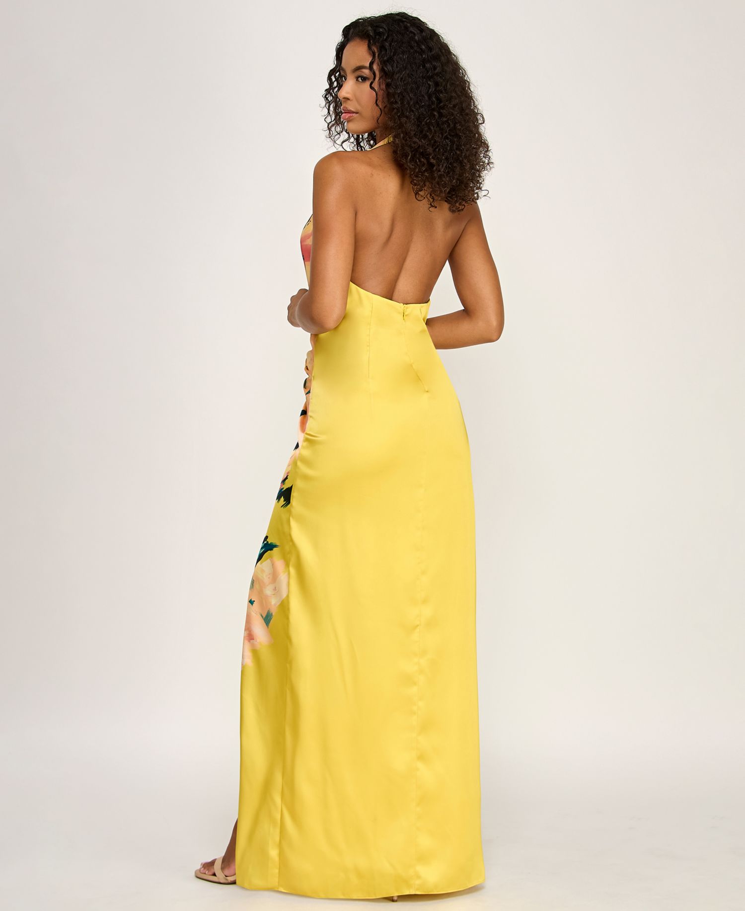 Women's Plunge V-Neck Printed Gown