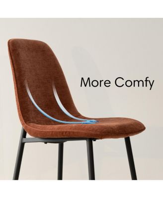 Modern Chenille Upholstered Dining Chairs Set of 4, Metal Legs