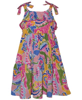 Girls' 2T-6X Abstract Tie Shoulder Dress